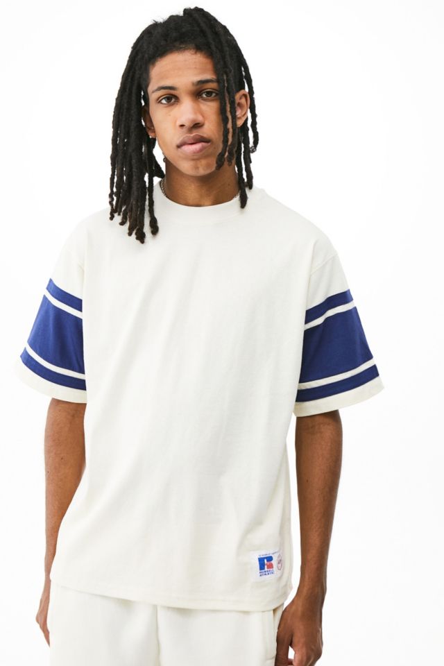 Russell Athletic UO Exclusive Ecru Football T-Shirt | Urban Outfitters UK