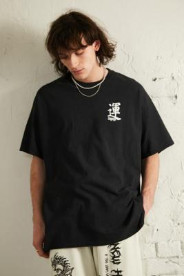 UO Black Japanese Puff Print T-Shirt | Urban Outfitters UK