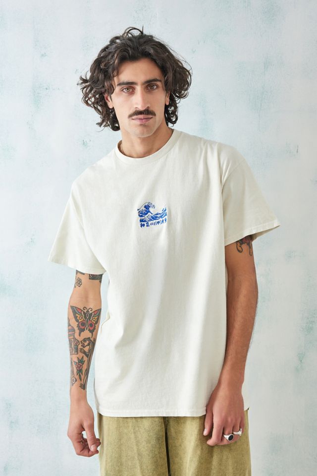 UO Stone Hokusai Embroidered T-Shirt | Urban Outfitters UK