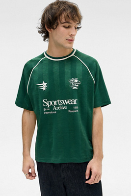 iets frans. Green Short Sleeve Football T-Shirt - Green XL at Urban Outfitters
