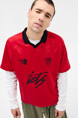 iets frans. Red Script Football T-Shirt - Red XS at Urban Outfitters