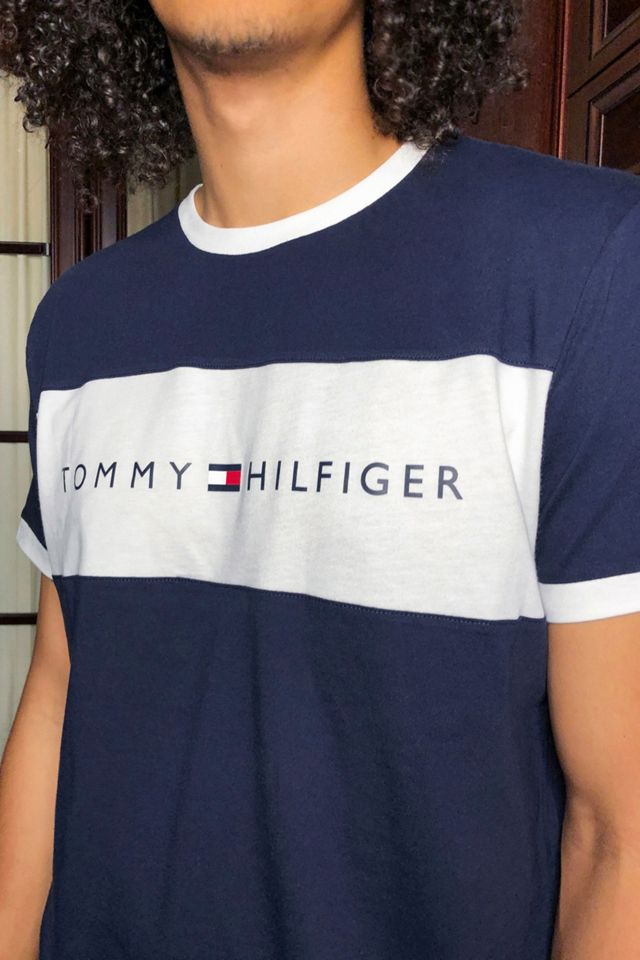 Tommy Hilfiger Taped Sleeve Navy Lounge T-Shirt #1