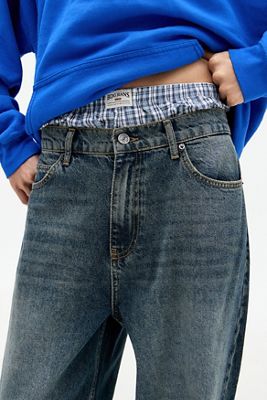 BDG Blue Check Woven Boxer Shorts