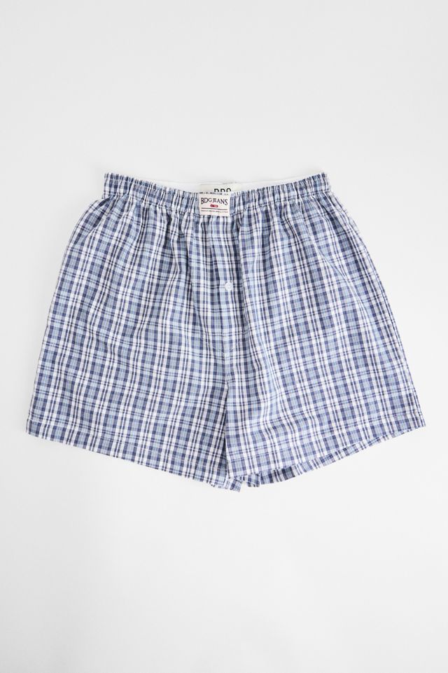 BDG Blue Check Woven Boxer Shorts