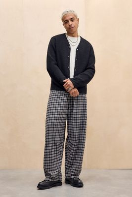 BDG Grey Check Textured Barrel Joggers