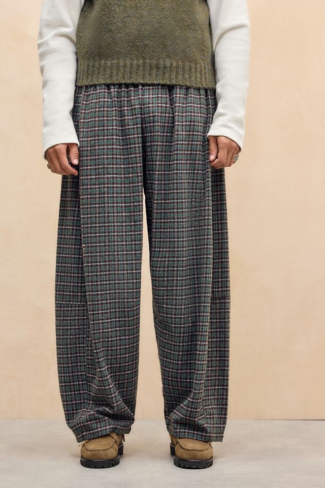 BDG Green Check Textured Barrel Joggers #1