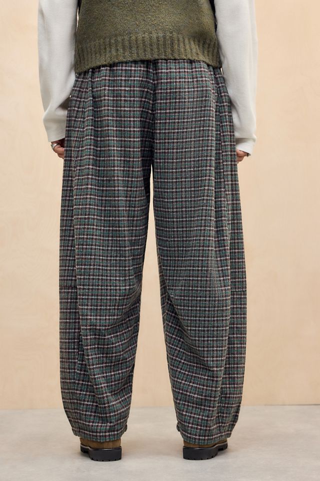 BDG Green Check Textured Barrel Joggers #3
