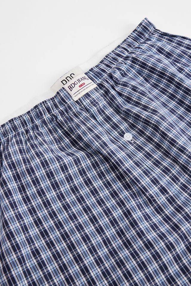 Shorts Tipo Boxer a Cuadros Azul Marino y Azul BDG #1