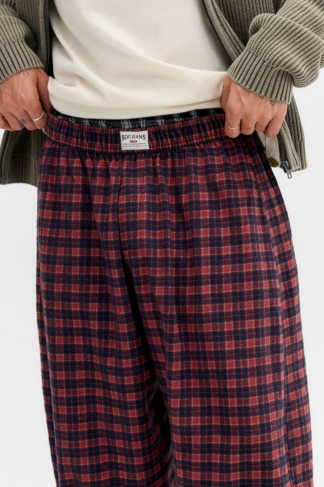 Pantalones Jogger Tipo Barril a Cuadros Rojos UO #2