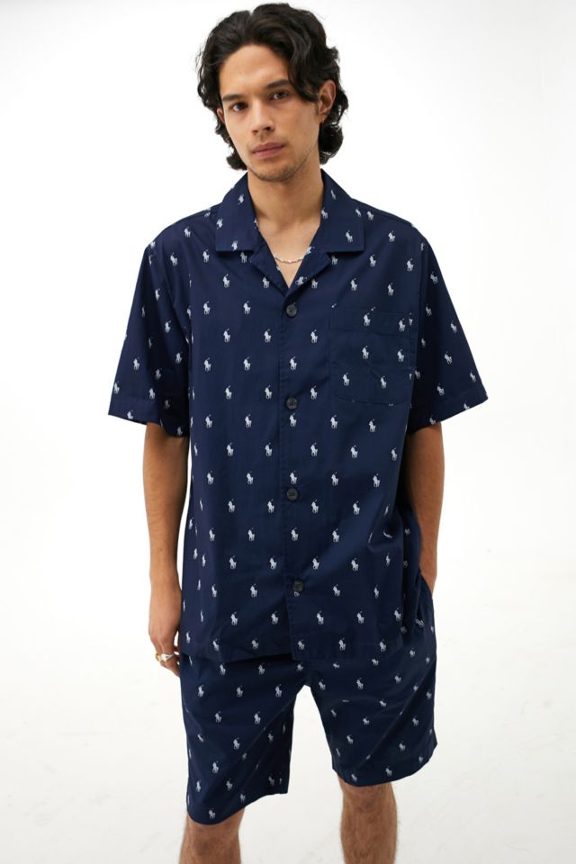 Polo Ralph Lauren Navy Logo Pyjama Shorts & Shirt | Urban Outfitters UK