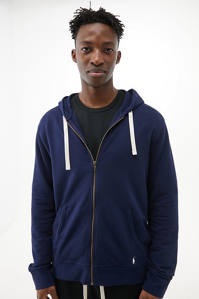 Polo Ralph Lauren Navy Fleece Zip Hoodie | Urban Outfitters UK