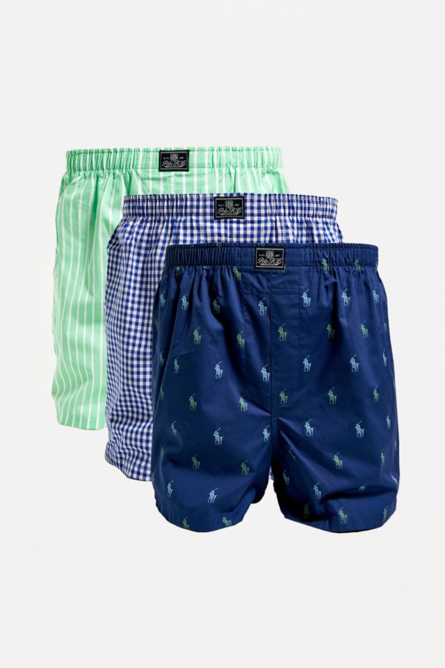 Polo Ralph Lauren Lot de 3 boxers vert et bleu marine