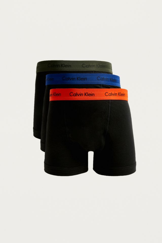 Calvin Klein Blue, Green and Orange Waistband Boxer Trunks 3-Pack ...