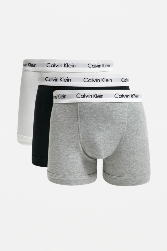 Calvin Klein Black, White & Grey Boxer Trunks 3-Pack | Urban Outfitters UK