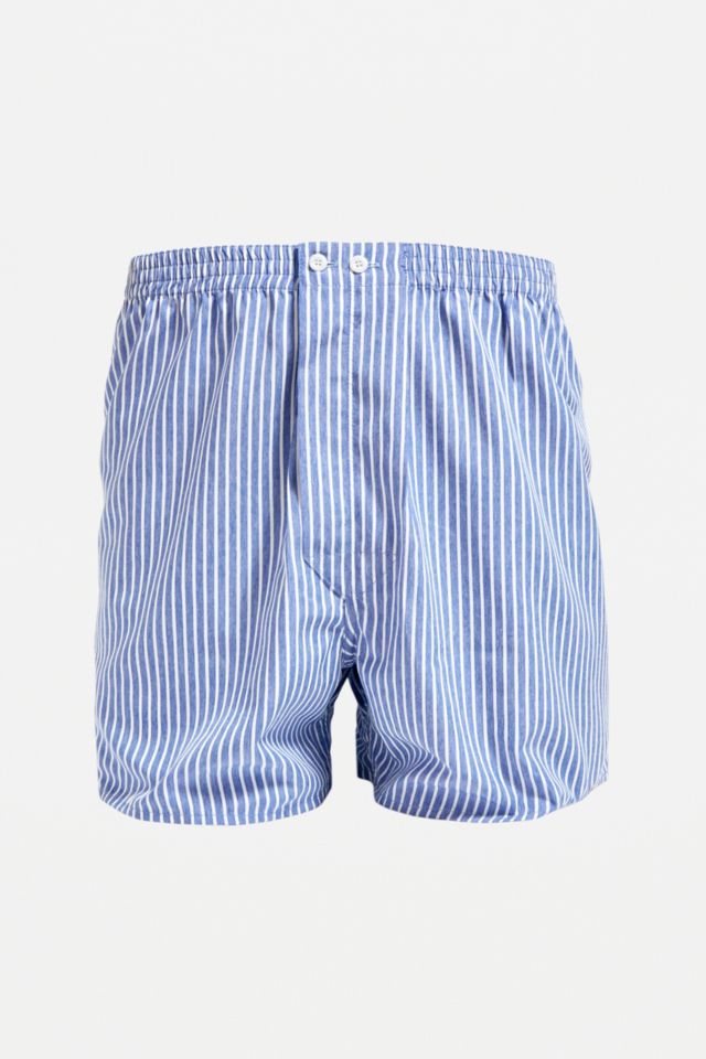 UO Woven Blue Stripe Boxers | Urban Outfitters UK