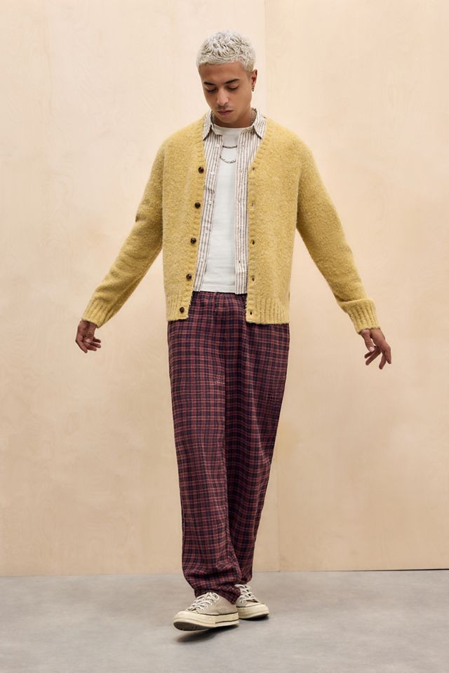 BDG Burgundy Check Textured Joggers #1