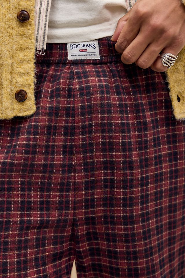 BDG Burgundy Check Textured Joggers #2