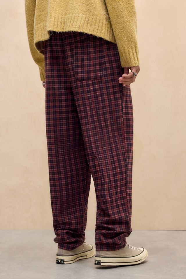 BDG Burgundy Check Textured Joggers #3