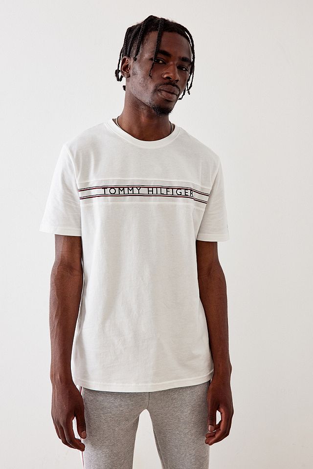 Tommy Hilfiger White Stripe T-Shirt | Urban Outfitters UK