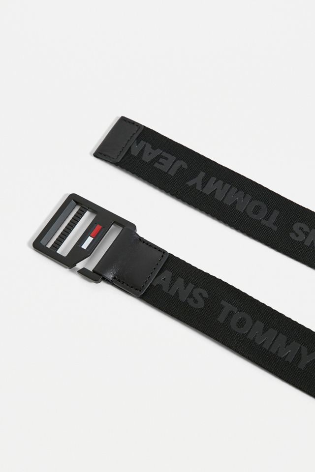 Tommy Jeans - Ceinture noire griffée fermeture double anneau en D #1