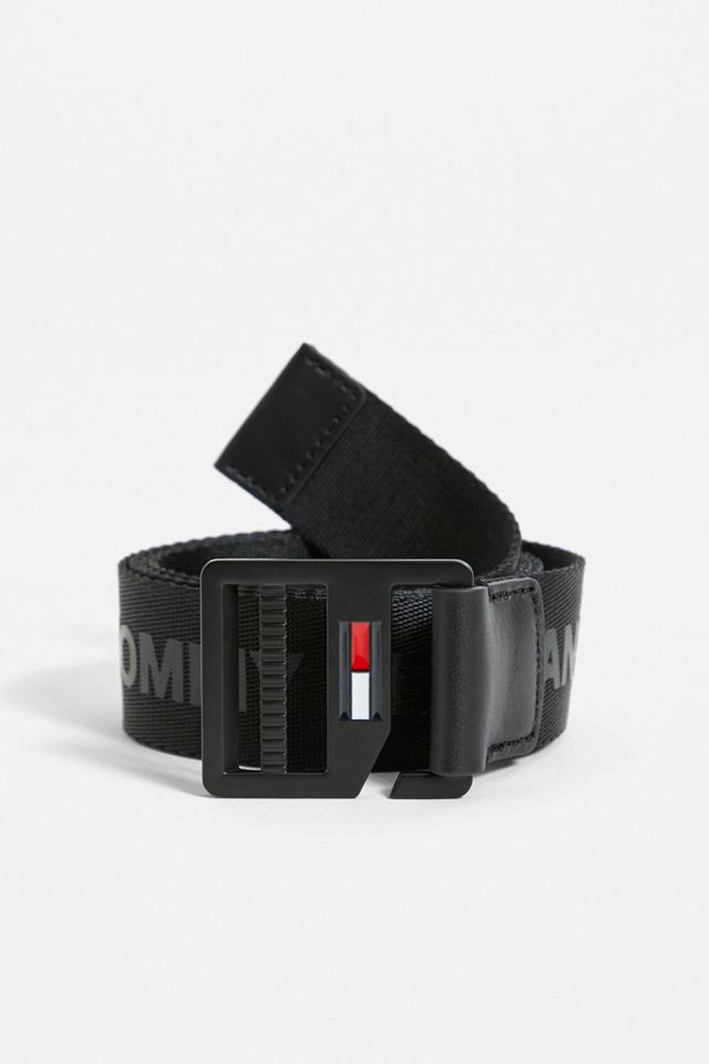 Tommy Jeans - Ceinture noire griffée fermeture double anneau en D #2