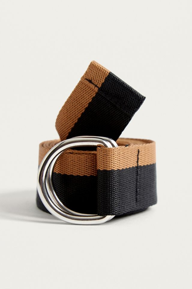 UO Black & Brown Stripe D-Ring Belt #1