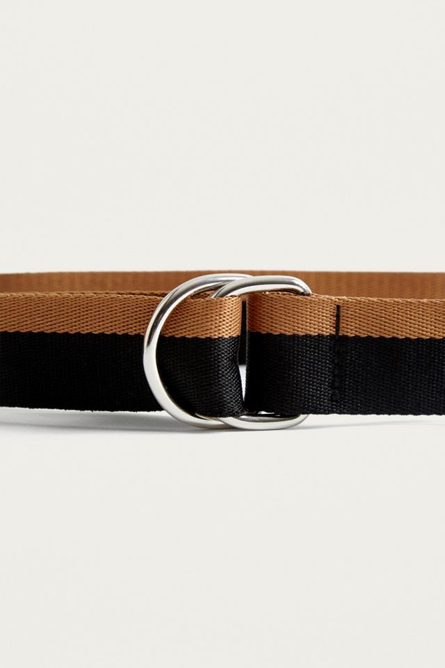UO Black & Brown Stripe D-Ring Belt #3