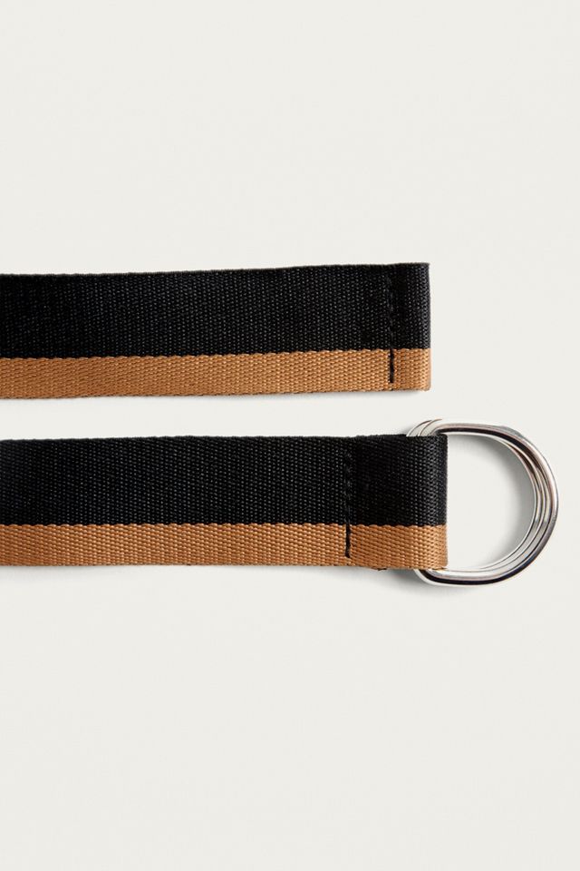UO Black & Brown Stripe D-Ring Belt #4