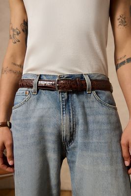 Loom Brown Croc Faux Leather Belt
