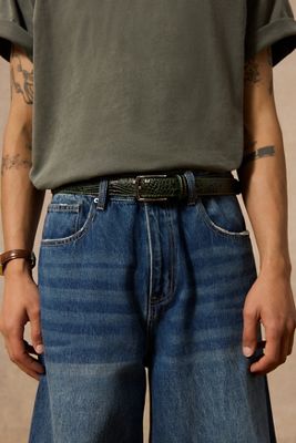 Cinturón de Loom Cuero Sintético Caimán Verde