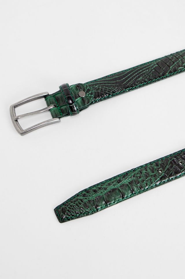 Loom Green Croc Faux Leather Belt #1