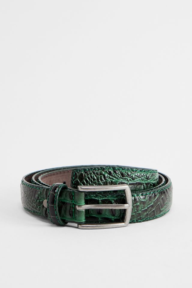 Loom Green Croc Faux Leather Belt #2