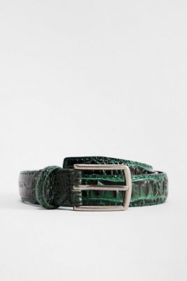 Cintura in finta pelle di coccodrillo verde Loom