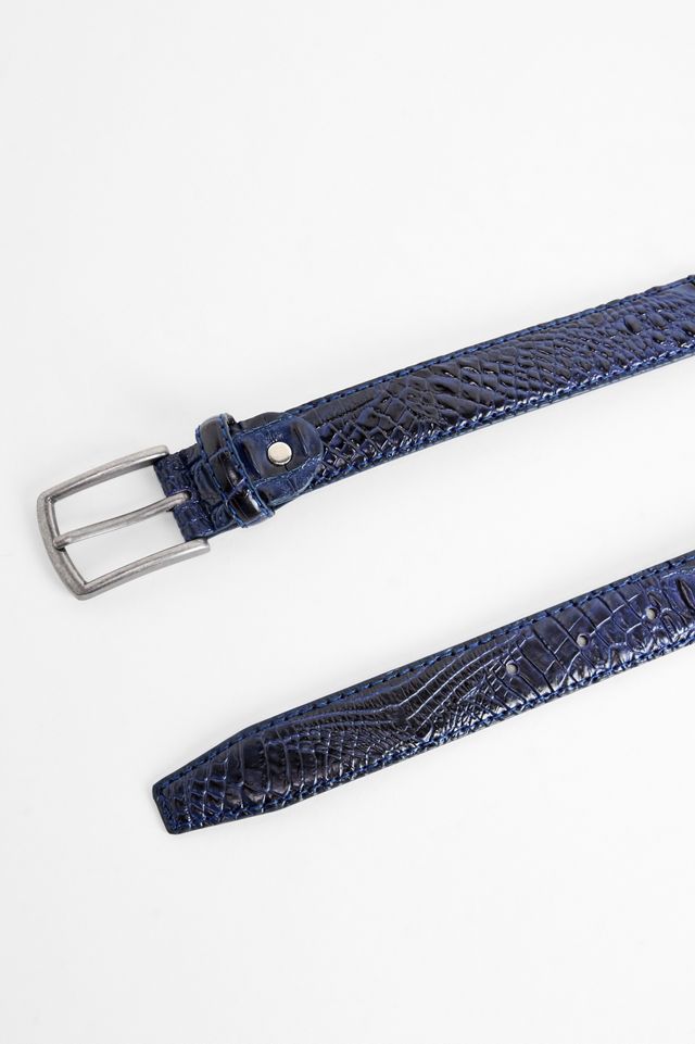 Loom Blauer Gürtel aus Kunstleder mit Krokodilmuster #1