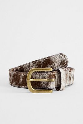 UO Cow Print Leather Belt