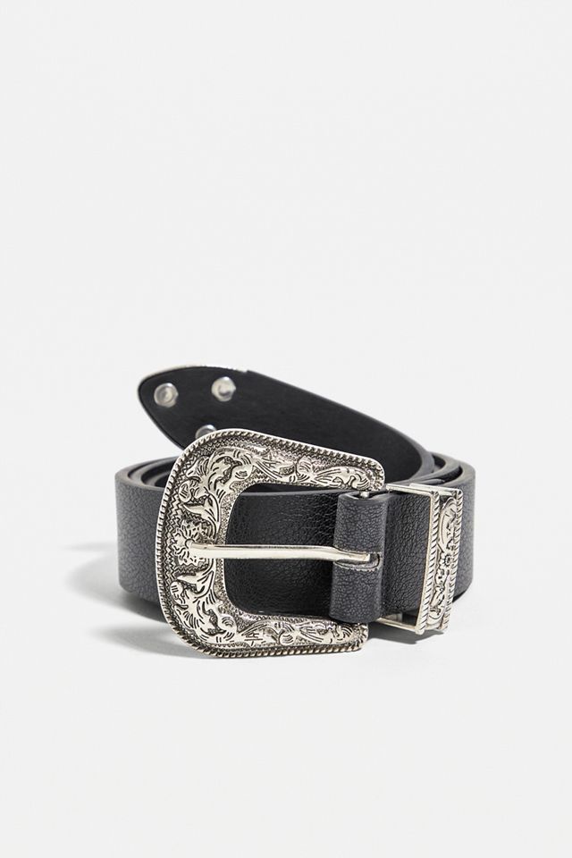 Black Leather Western Belt