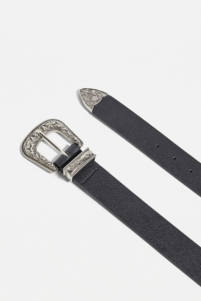 Black Leather Western Belt #1
