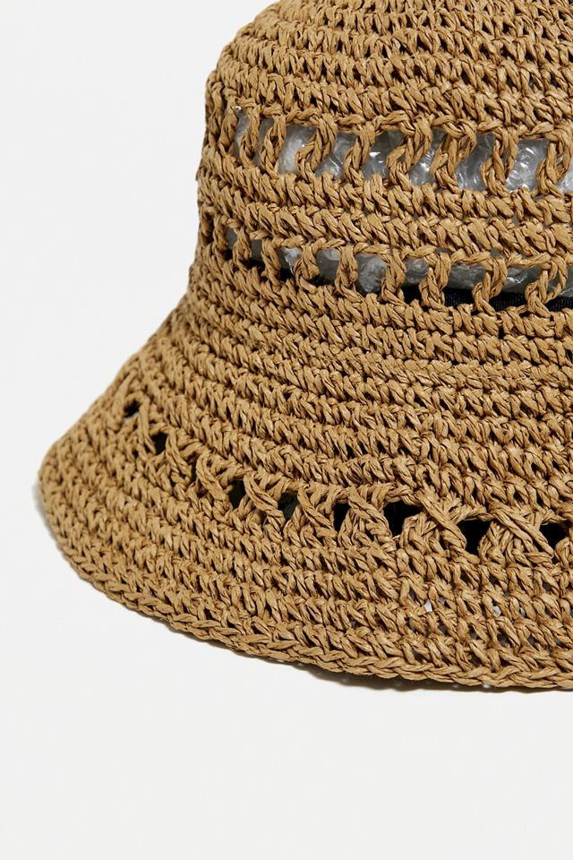 UO Brown Straw Bucket Hat #1