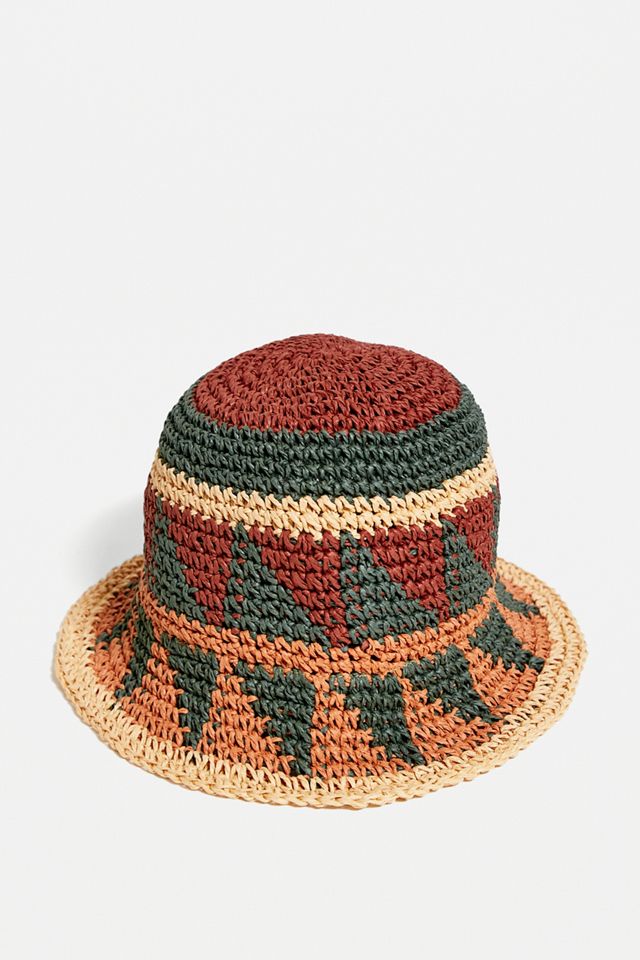 UO Striped Straw Bucket Hat #1