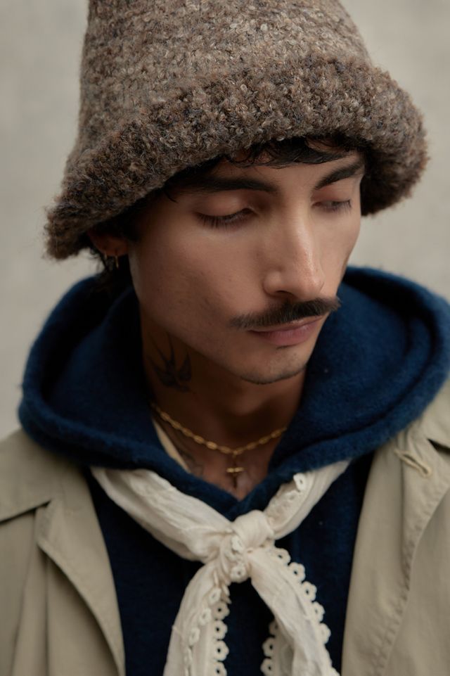 UO Brown Textured Wool Bucket Hat #1