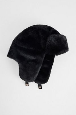 Chapeau de trappeur en fausse fourrure noire