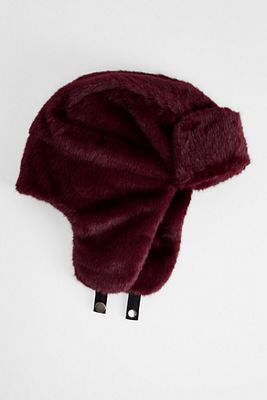 UO Burgundy Faux Fur Trapper Hat
