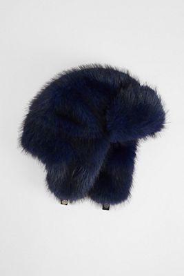 Gorro Trampero de Piel Sintética Azul Marino UO