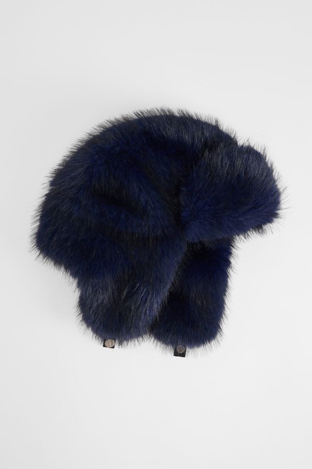UO Navy Faux Fur Trapper Hat #1
