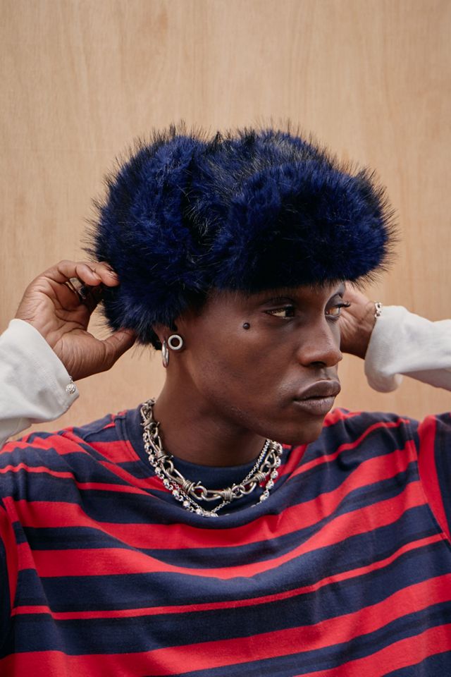UO Navy Faux Fur Trapper Hat #2