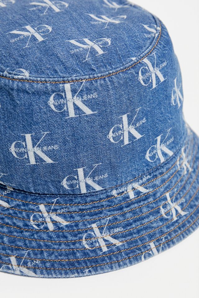 Calvin Klein Jeans Monogram Logo Denim Bucket Hat #1