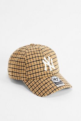 '47 Brand Brown Check NY Yankees Clean Up Cap
