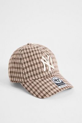 Casquette Clean Up NY Yankees à carreaux marron '47 Brand exclusivité UO
