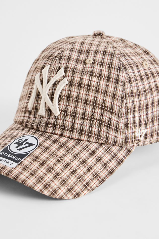 Casquette Clean Up NY Yankees à carreaux marron '47 Brand exclusivité UO #1