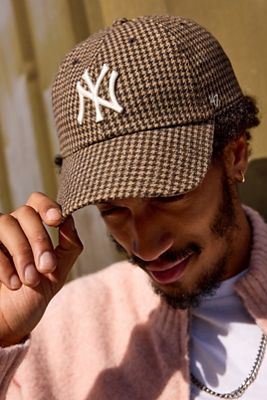 Casquette Clean Up NY Yankees pied-de-poule marron exclusive UO '47 Brand